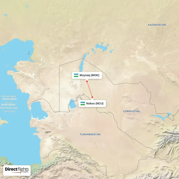 Nukus - Muynaq direct flight map