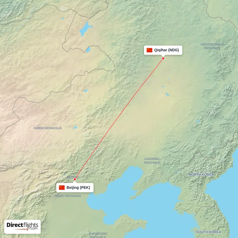 NDG - PEK route map