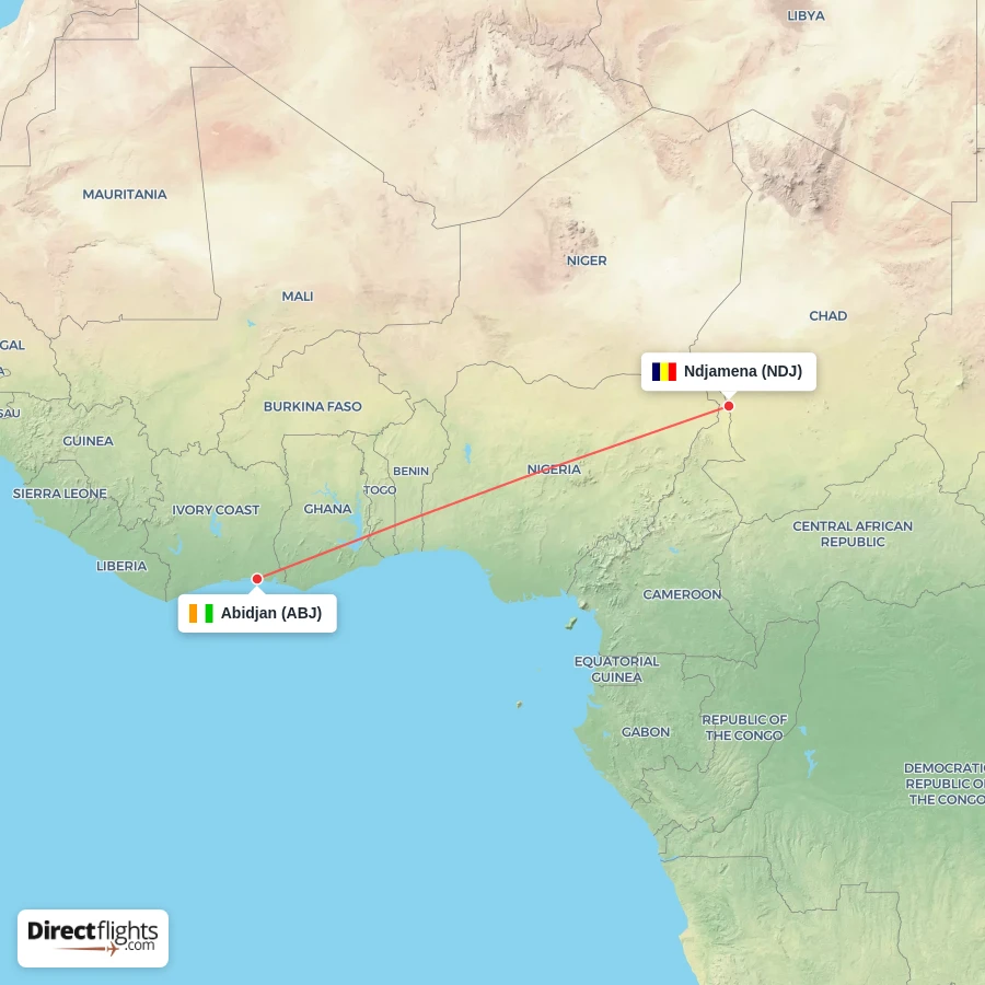 NDJ - ABJ route map