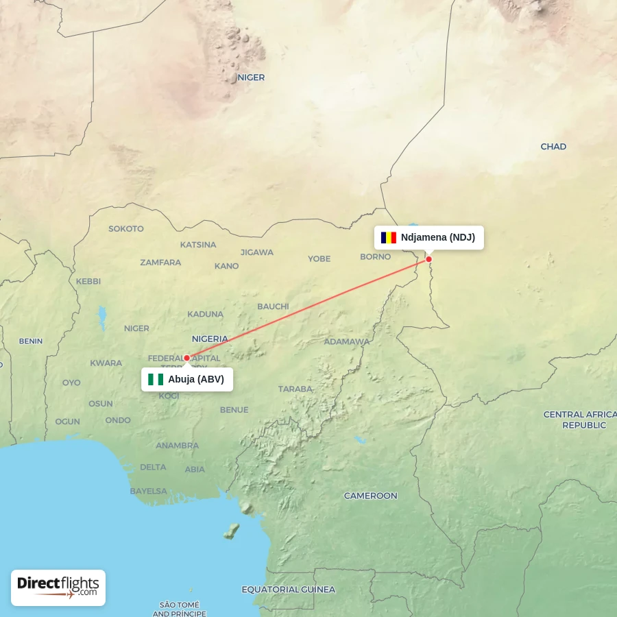 NDJ - ABV route map
