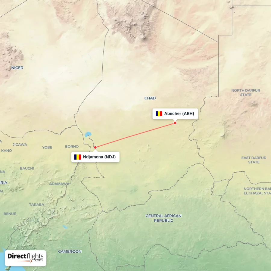 NDJ - AEH route map