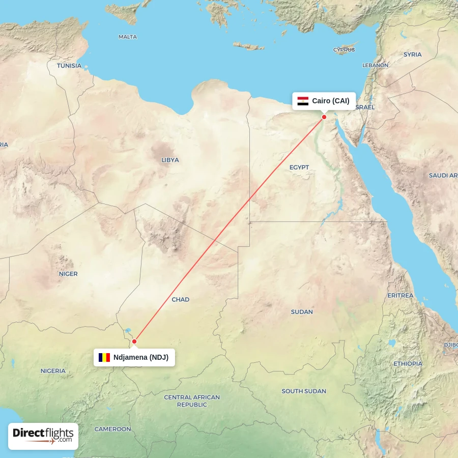 NDJ - CAI route map