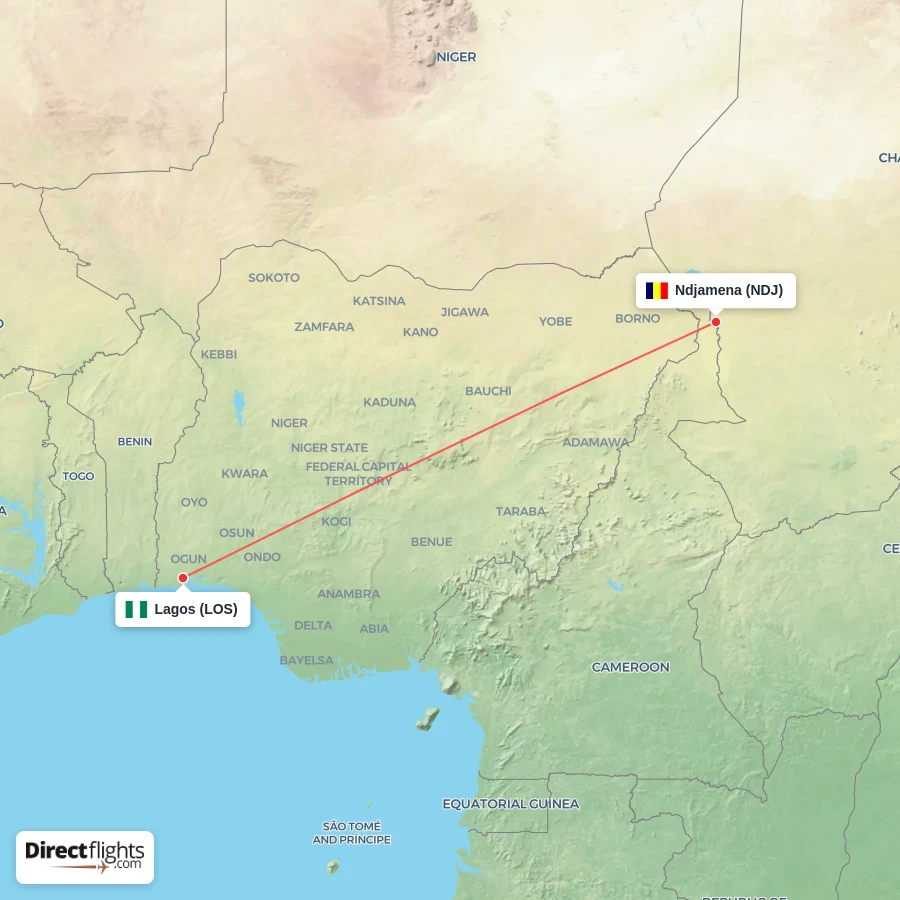 NDJ - LOS route map
