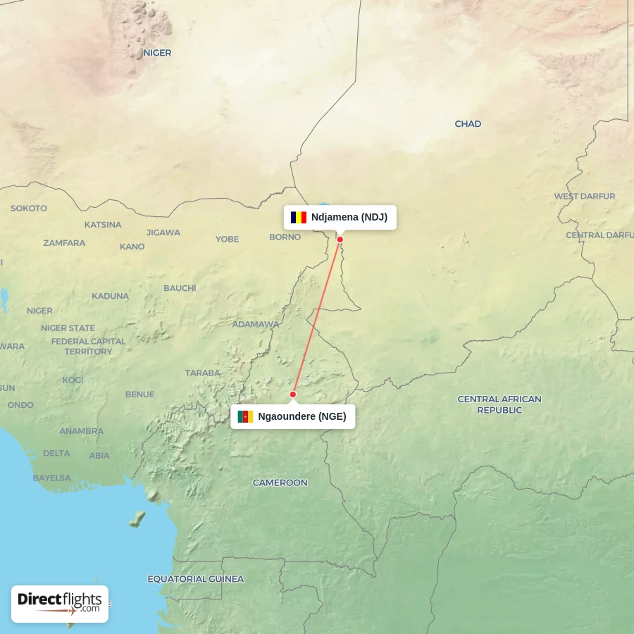 NDJ - NGE route map