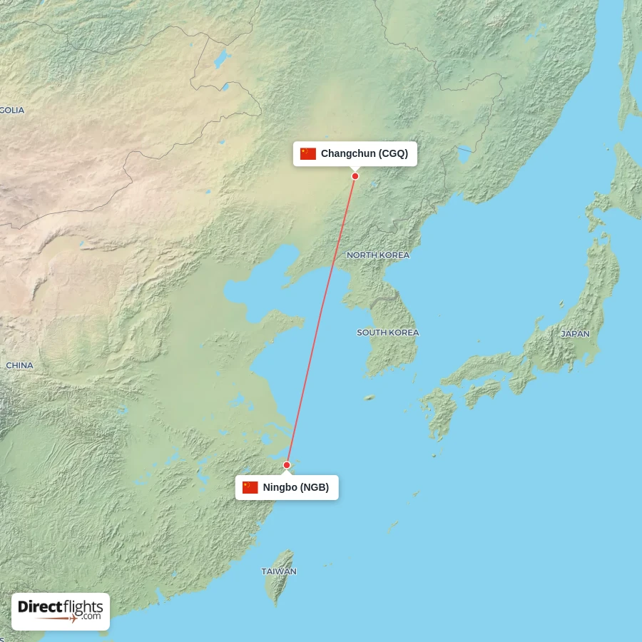 NGB - CGQ route map