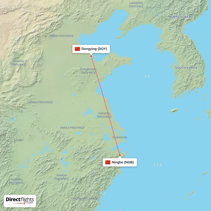 NGB - DOY route map