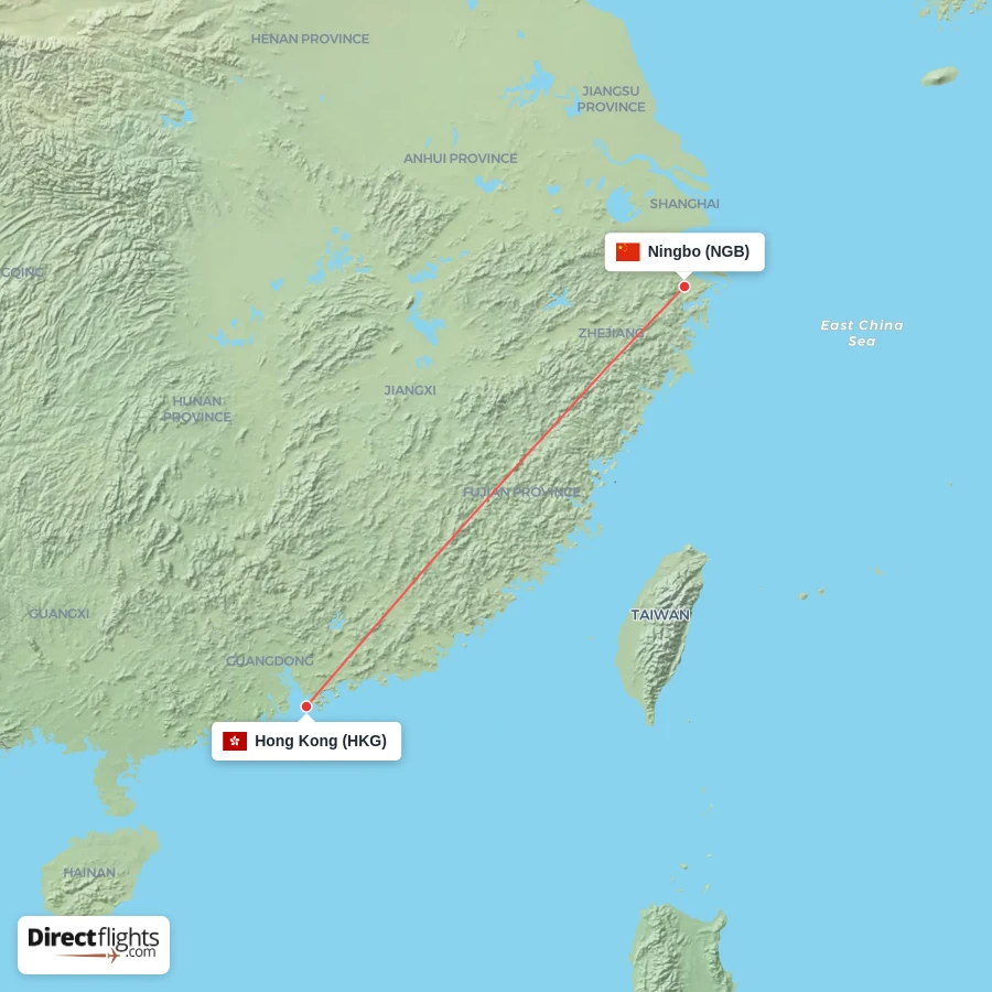 NGB - HKG route map
