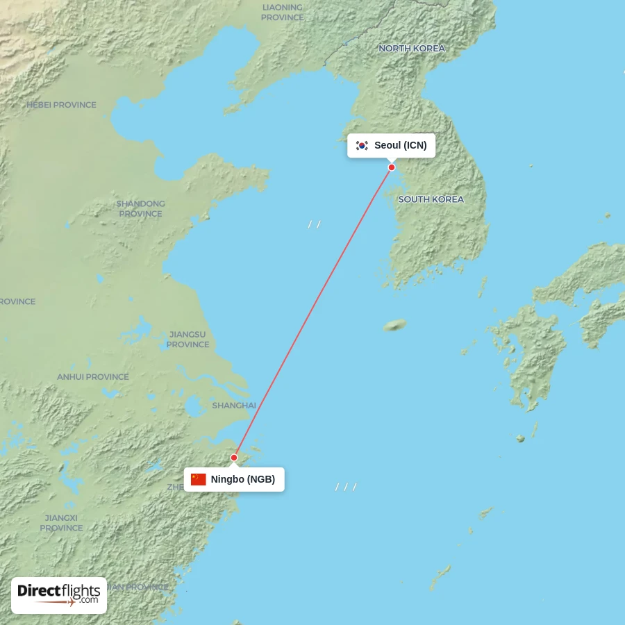 NGB - ICN route map