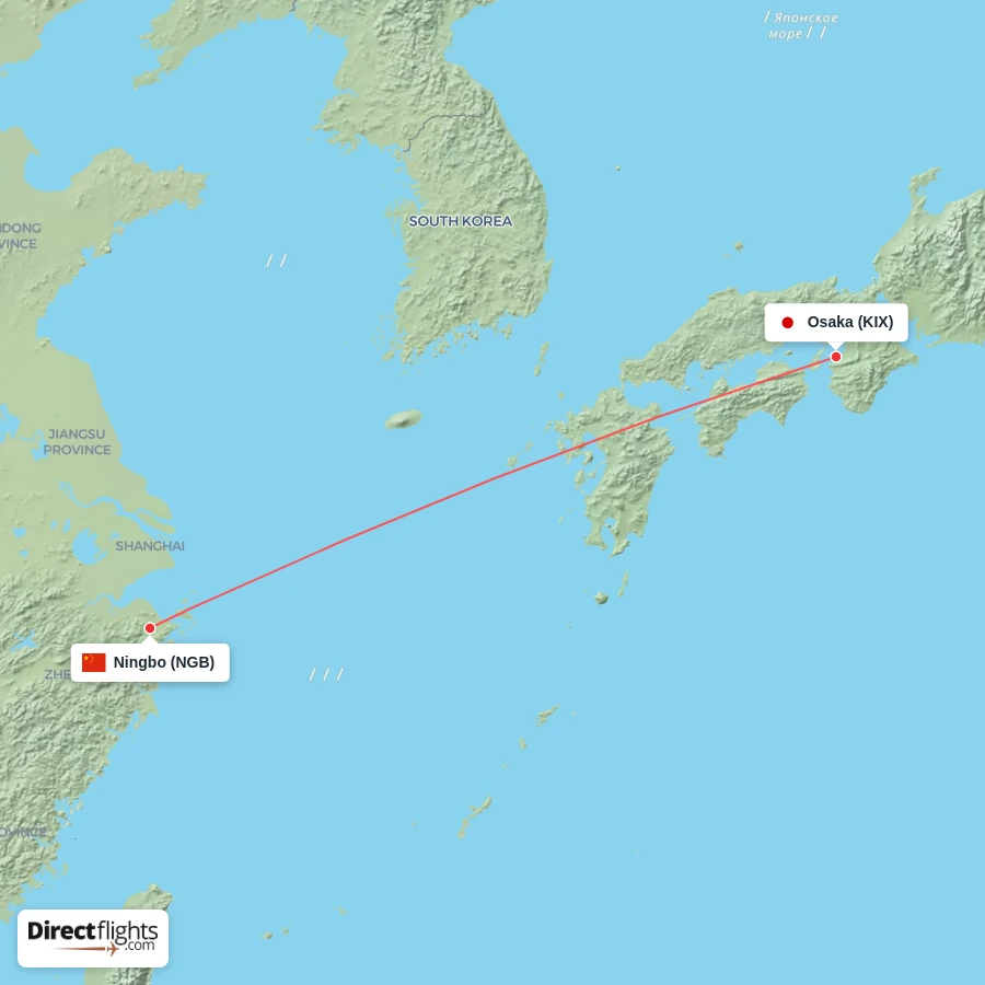 NGB - KIX route map