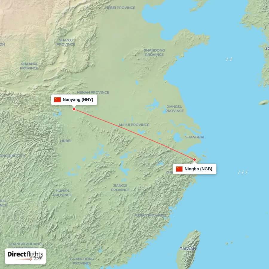 NGB - NNY route map