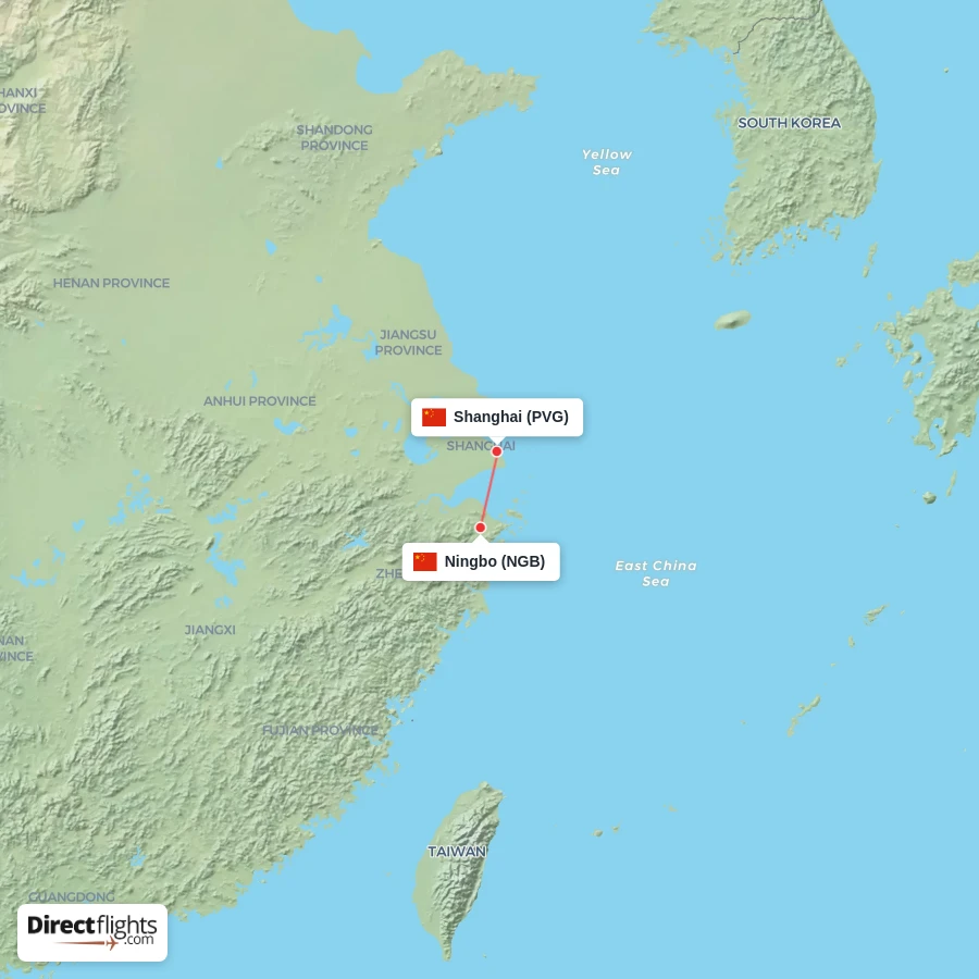 NGB - PVG route map