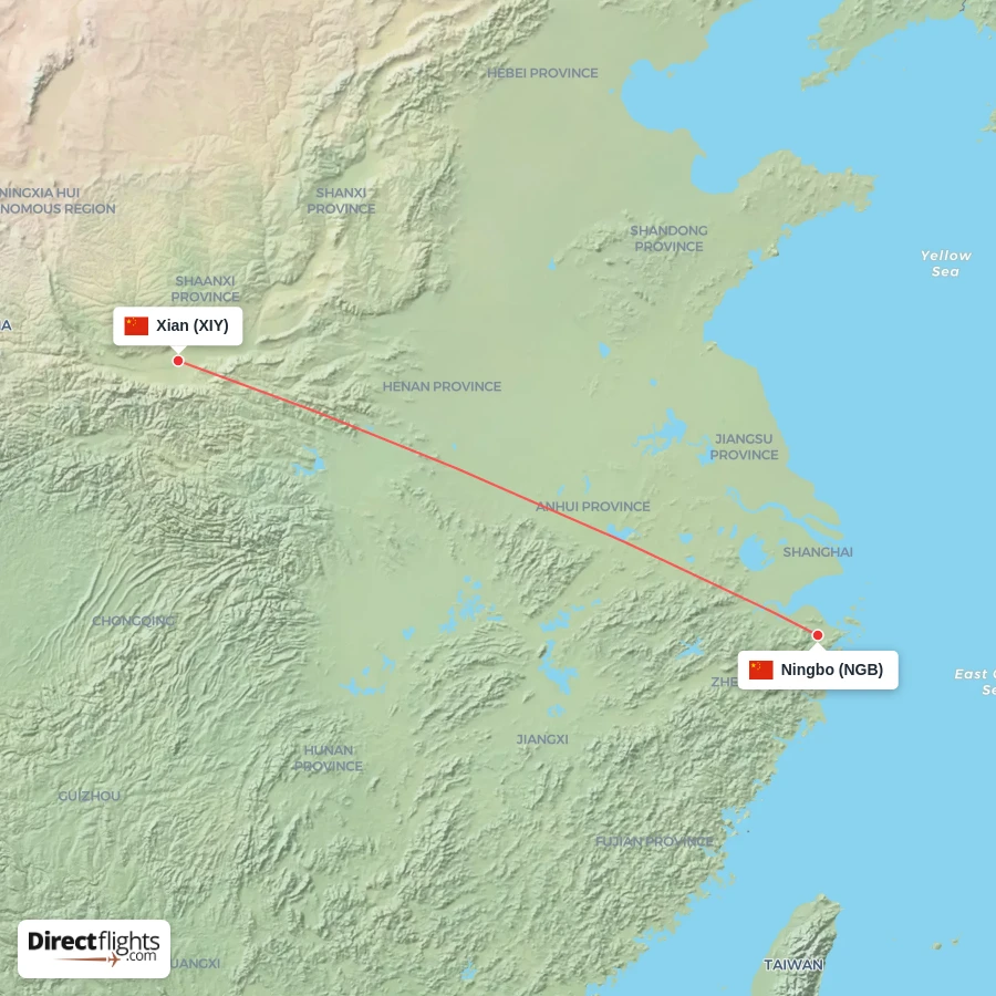 NGB - XIY route map
