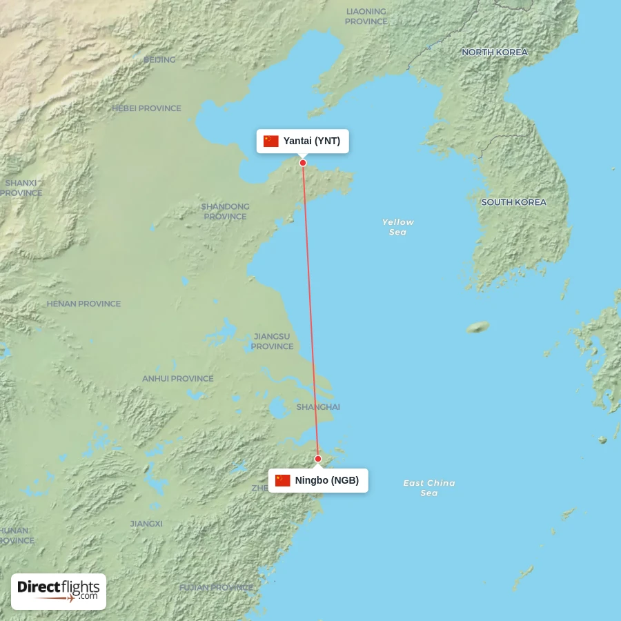 NGB - YNT route map