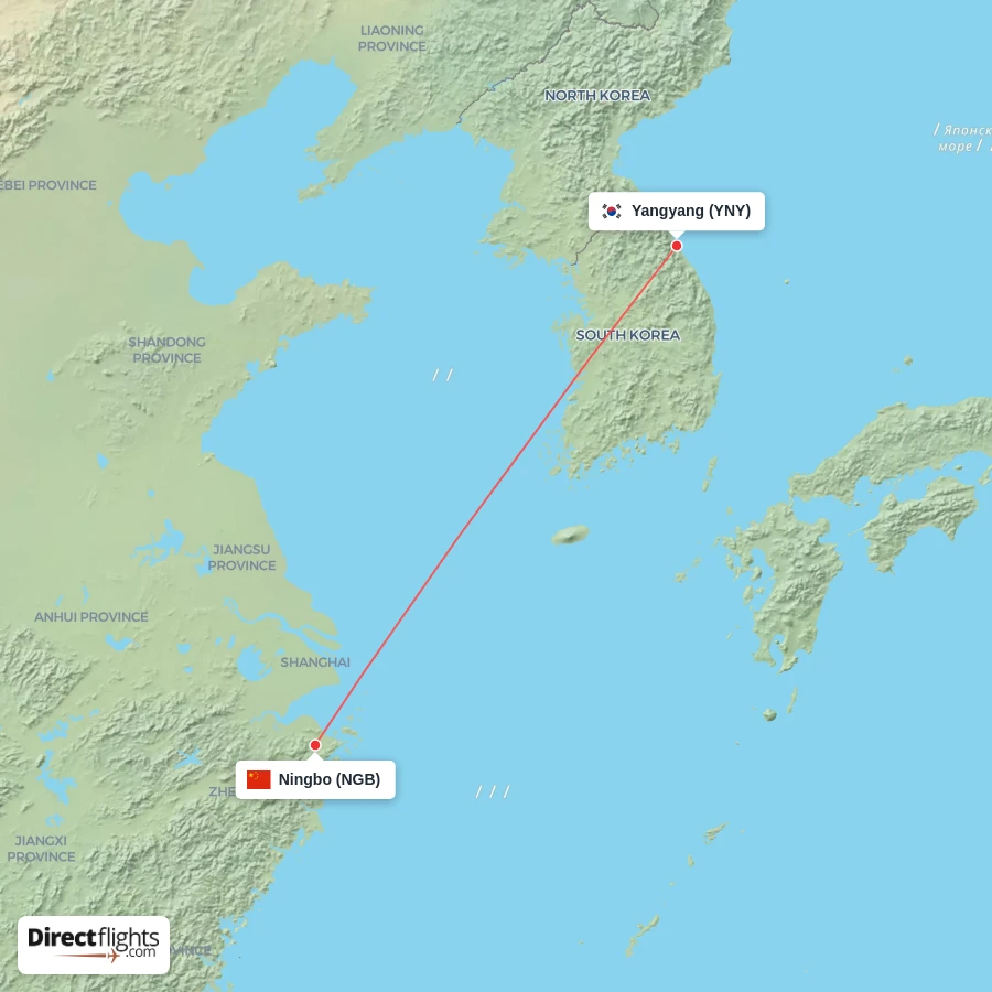 NGB - YNY route map