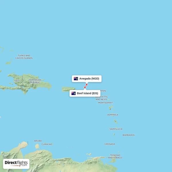 Anegada - Beef Island direct flight map