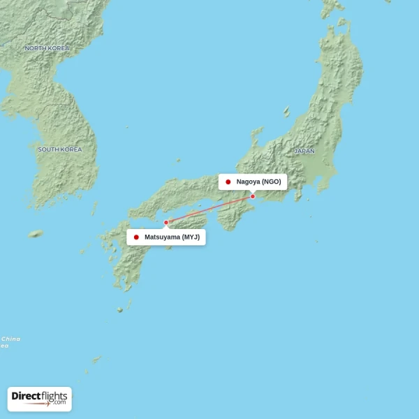 Nagoya - Matsuyama direct flight map