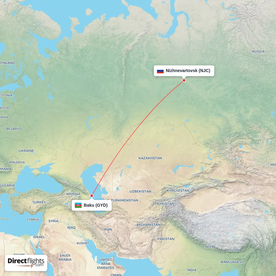 NJC - GYD route map
