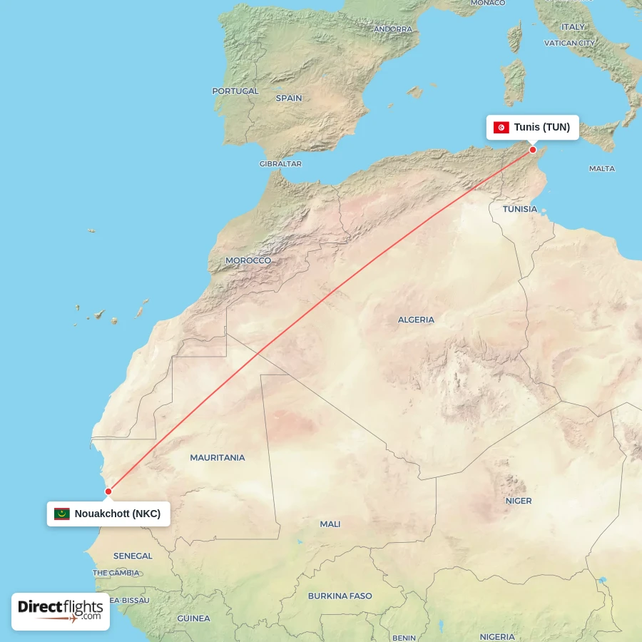 NKC - TUN route map