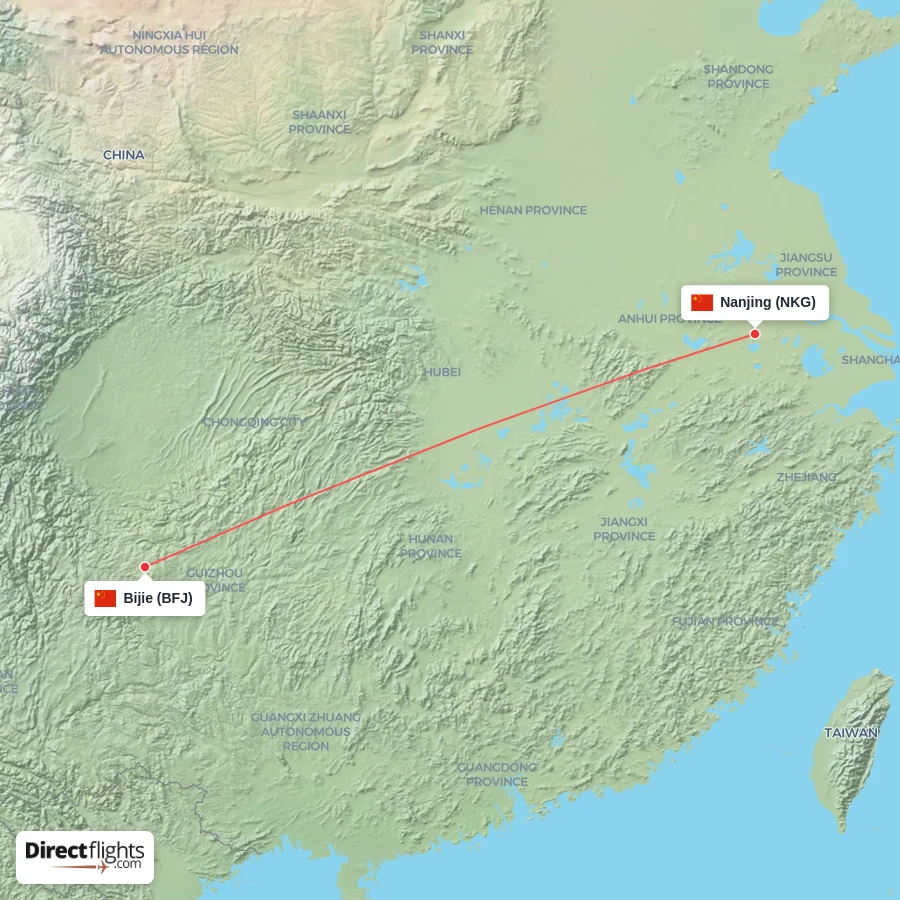 NKG - BFJ route map