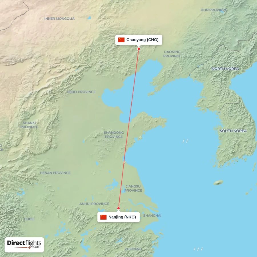 NKG - CHG route map
