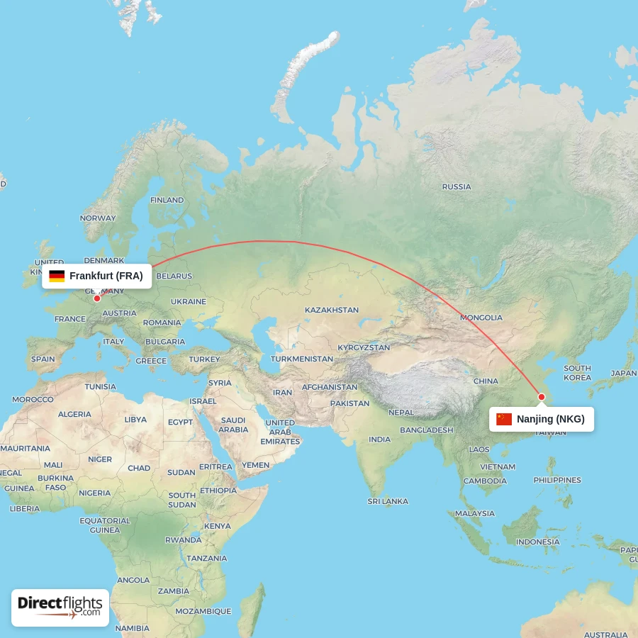 NKG - FRA route map