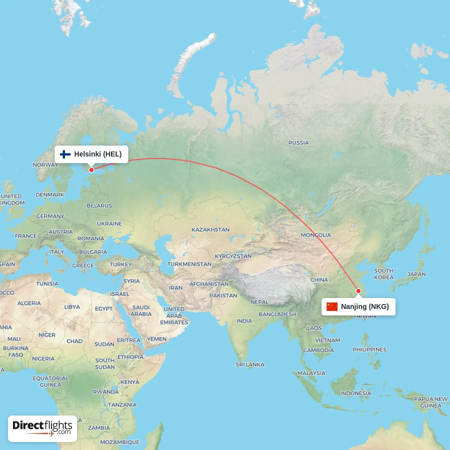 NKG - HEL route map