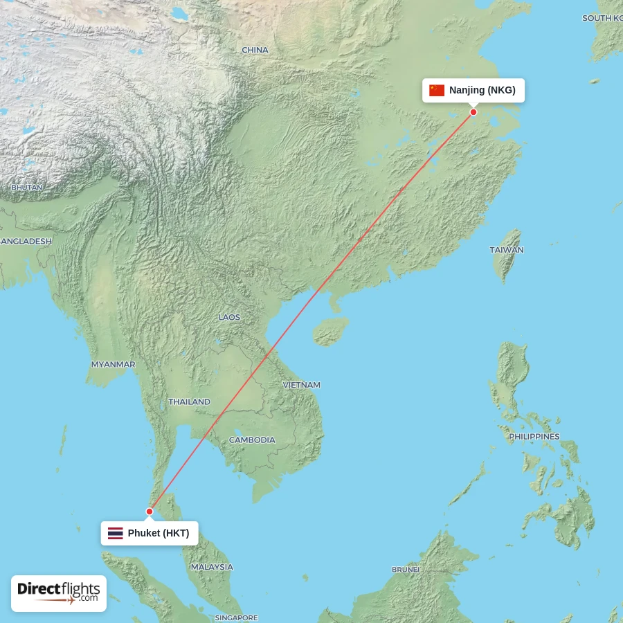 NKG - HKT route map