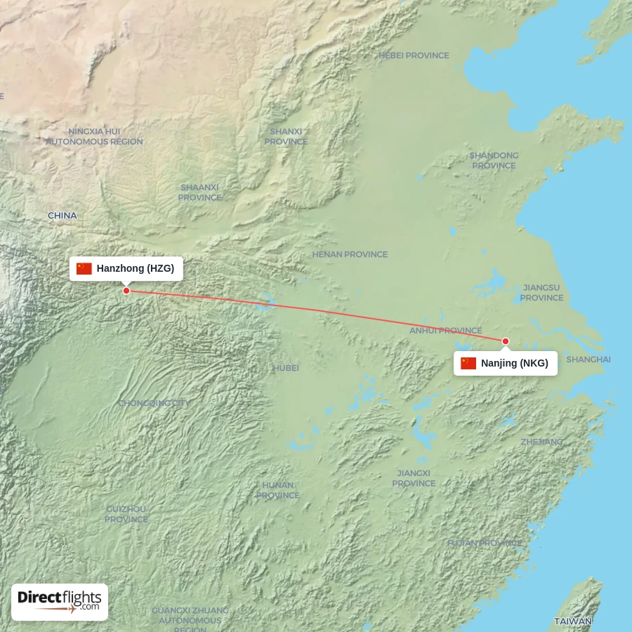 NKG - HZG route map