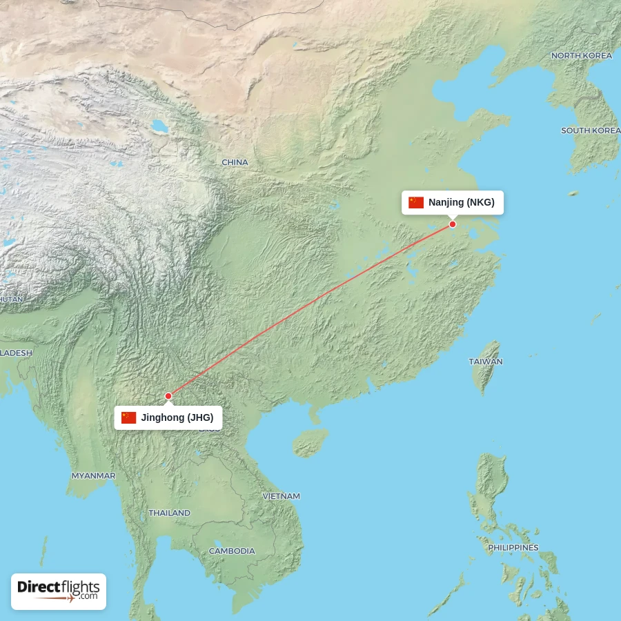 NKG - JHG route map
