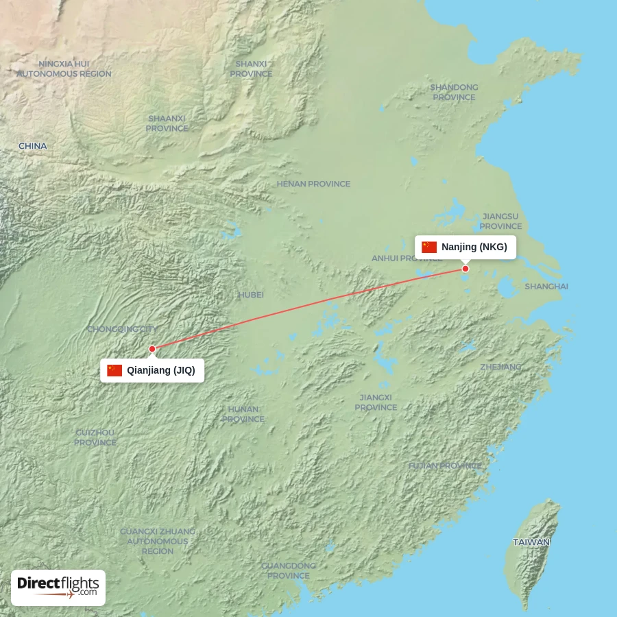 NKG - JIQ route map