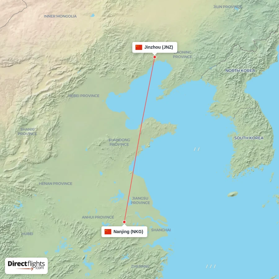 NKG - JNZ route map