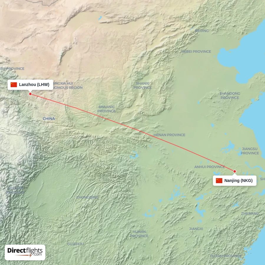 NKG - LHW route map