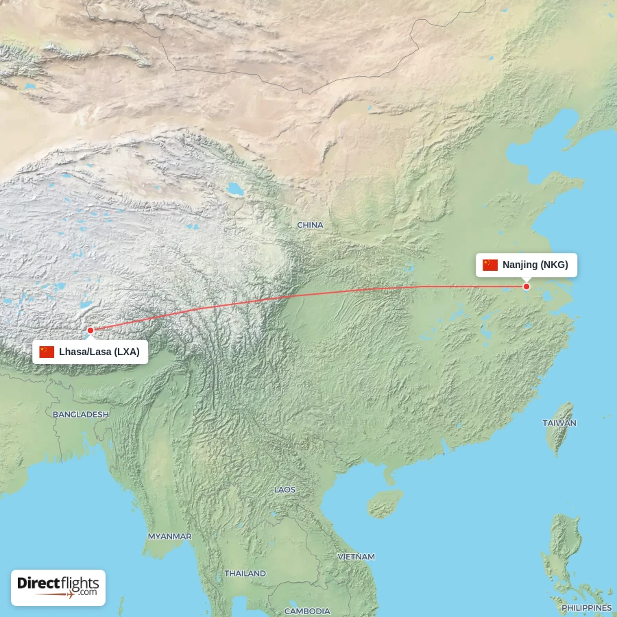 NKG - LXA route map