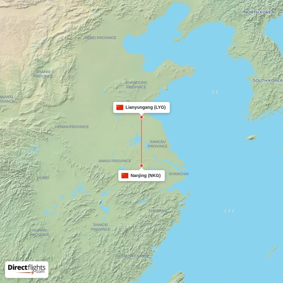 NKG - LYG route map