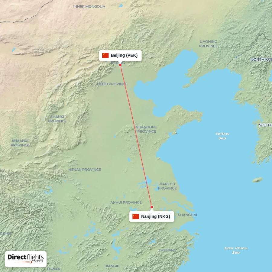NKG - PEK route map
