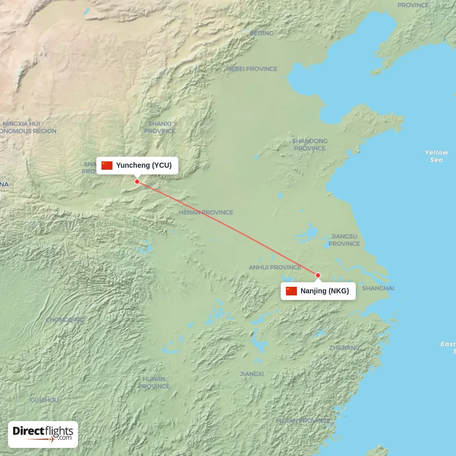 NKG - YCU route map