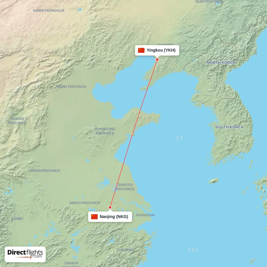NKG - YKH route map