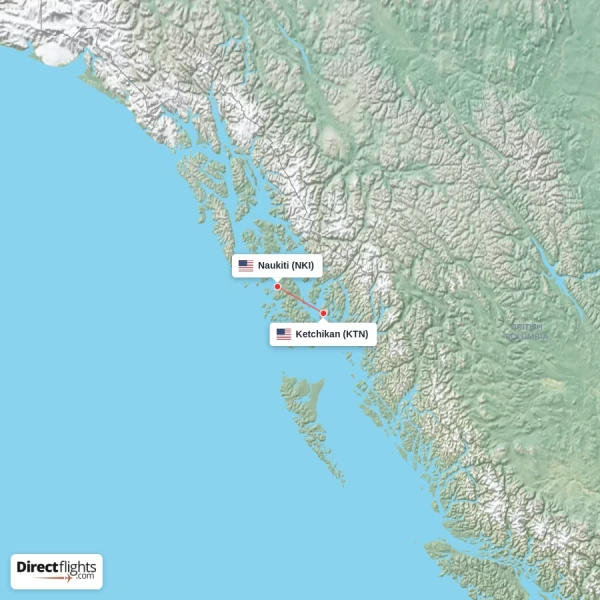 Naukiti - Ketchikan direct flight map