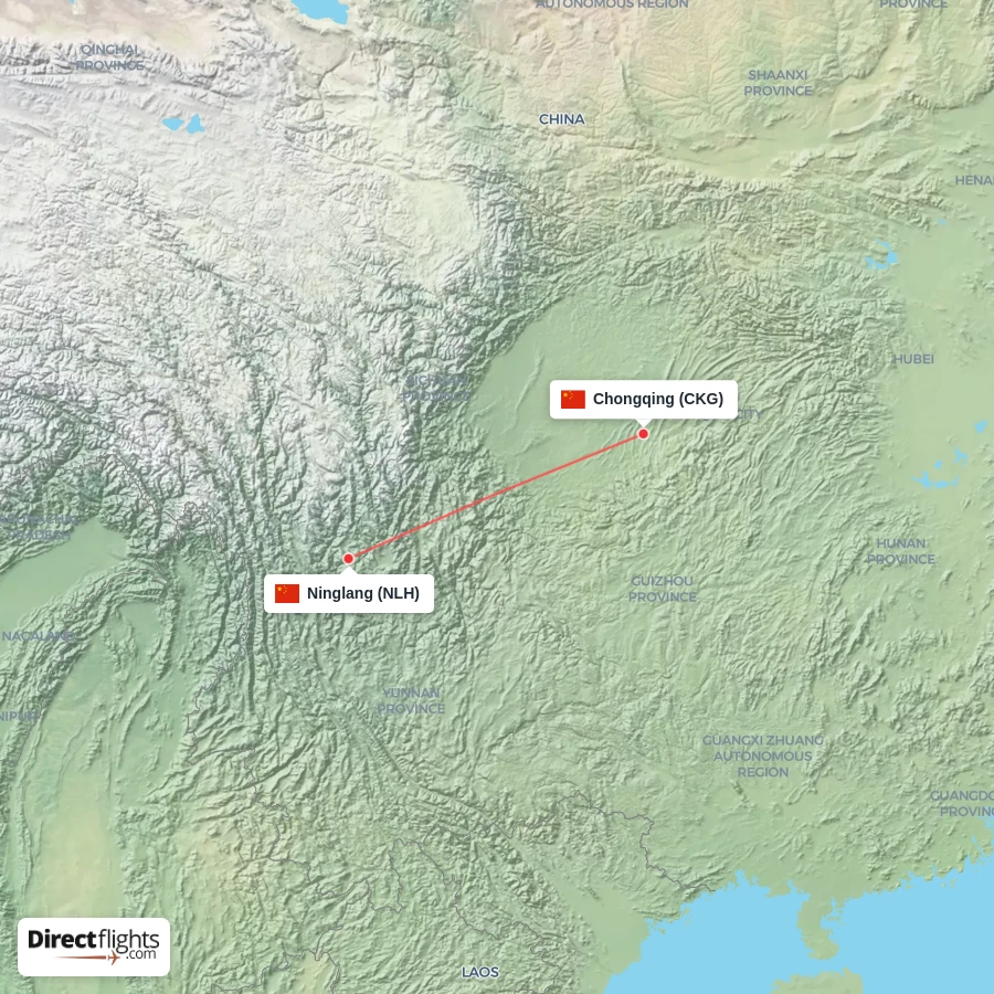 NLH - CKG route map