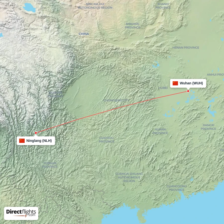 NLH - WUH route map