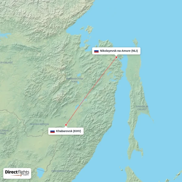 Nikolayevsk-na-Amure - Khabarovsk direct flight map