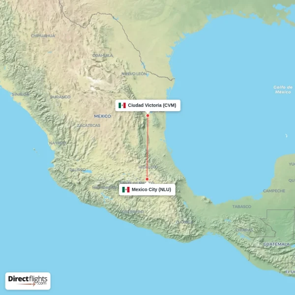 Mexico City - Ciudad Victoria direct flight map