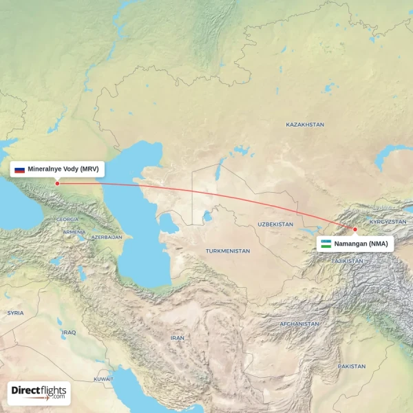 Namangan - Mineralnye Vody direct flight map