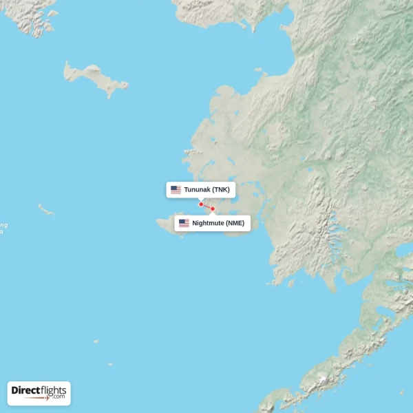 Nightmute - Tununak direct flight map