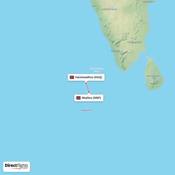 Maafaru - Hanimaadhoo direct flight map