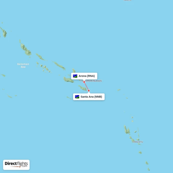 Santa Ana - Arona direct flight map