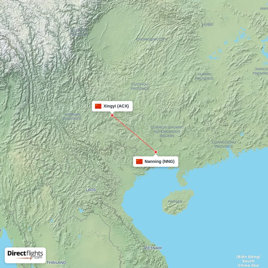 NNG - ACX route map