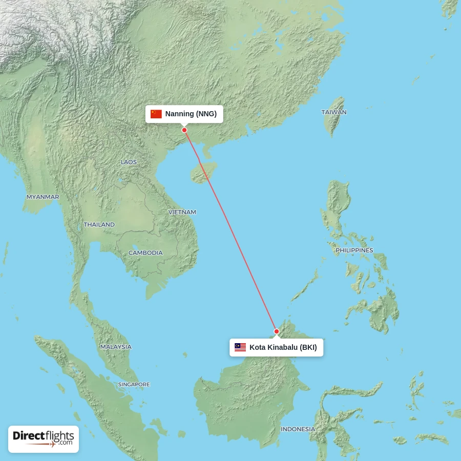 NNG - BKI route map