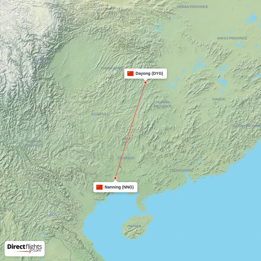 NNG - DYG route map