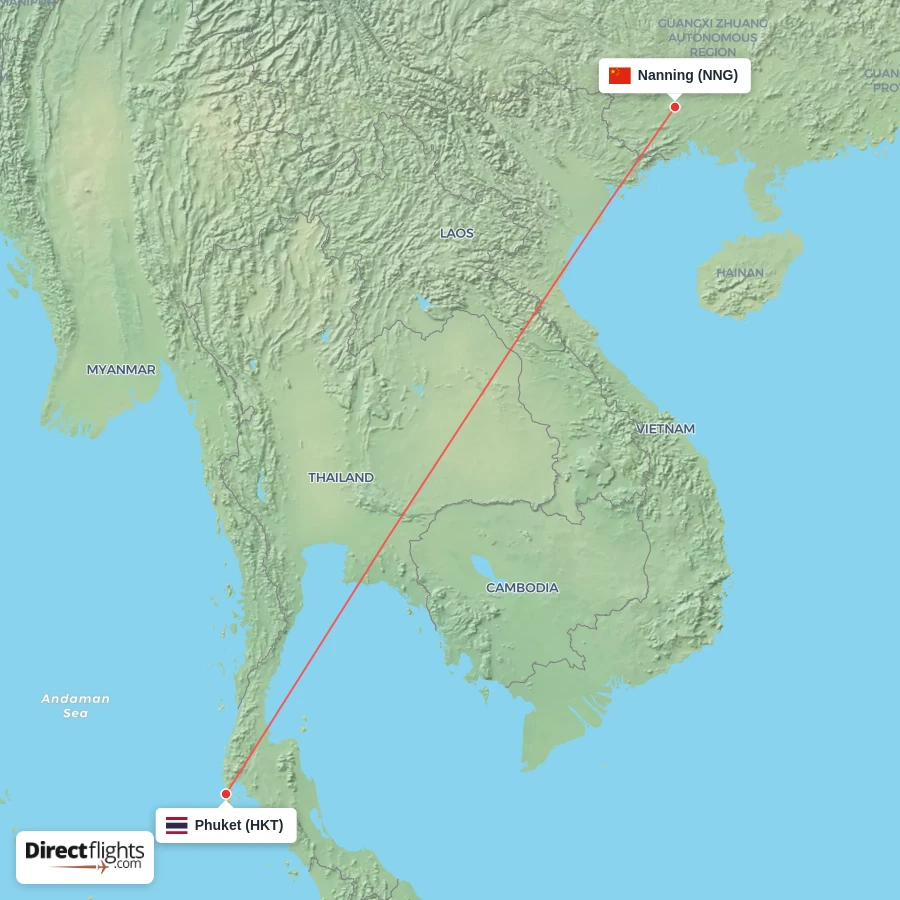 NNG - HKT route map